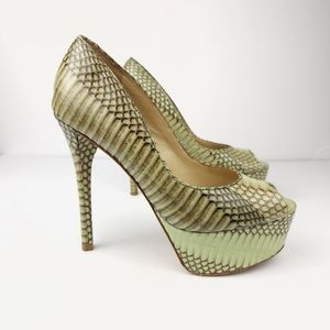 Brian Atwood Snakeskin Leather Platform Heels
